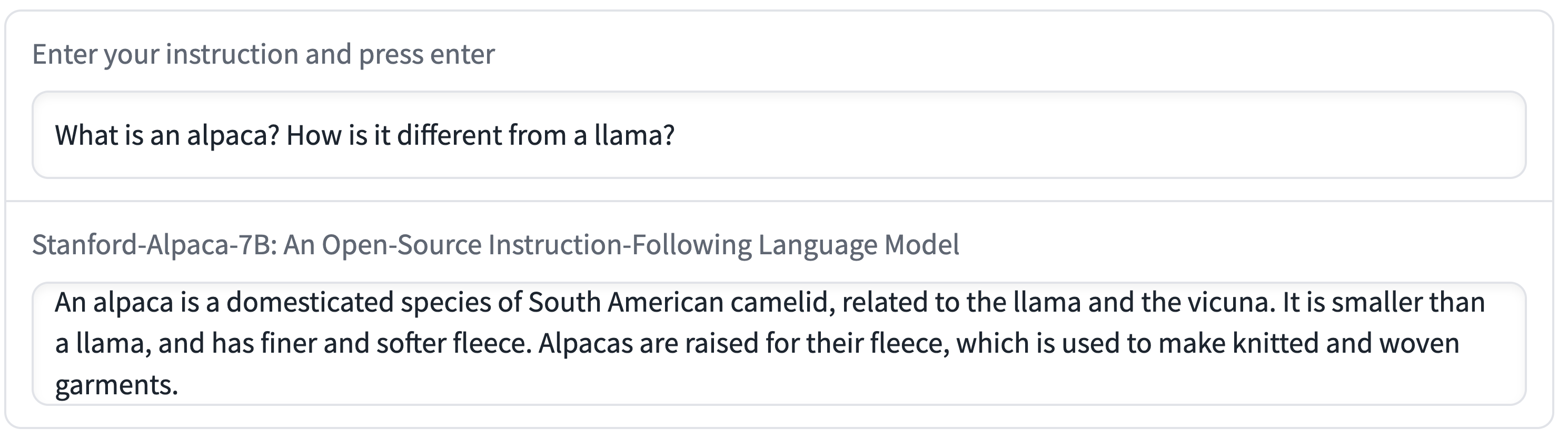 Alpaca about llamas